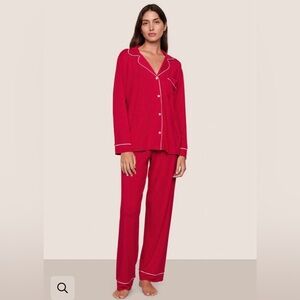 Eberjey Red Women's Pajama Set with White Trim